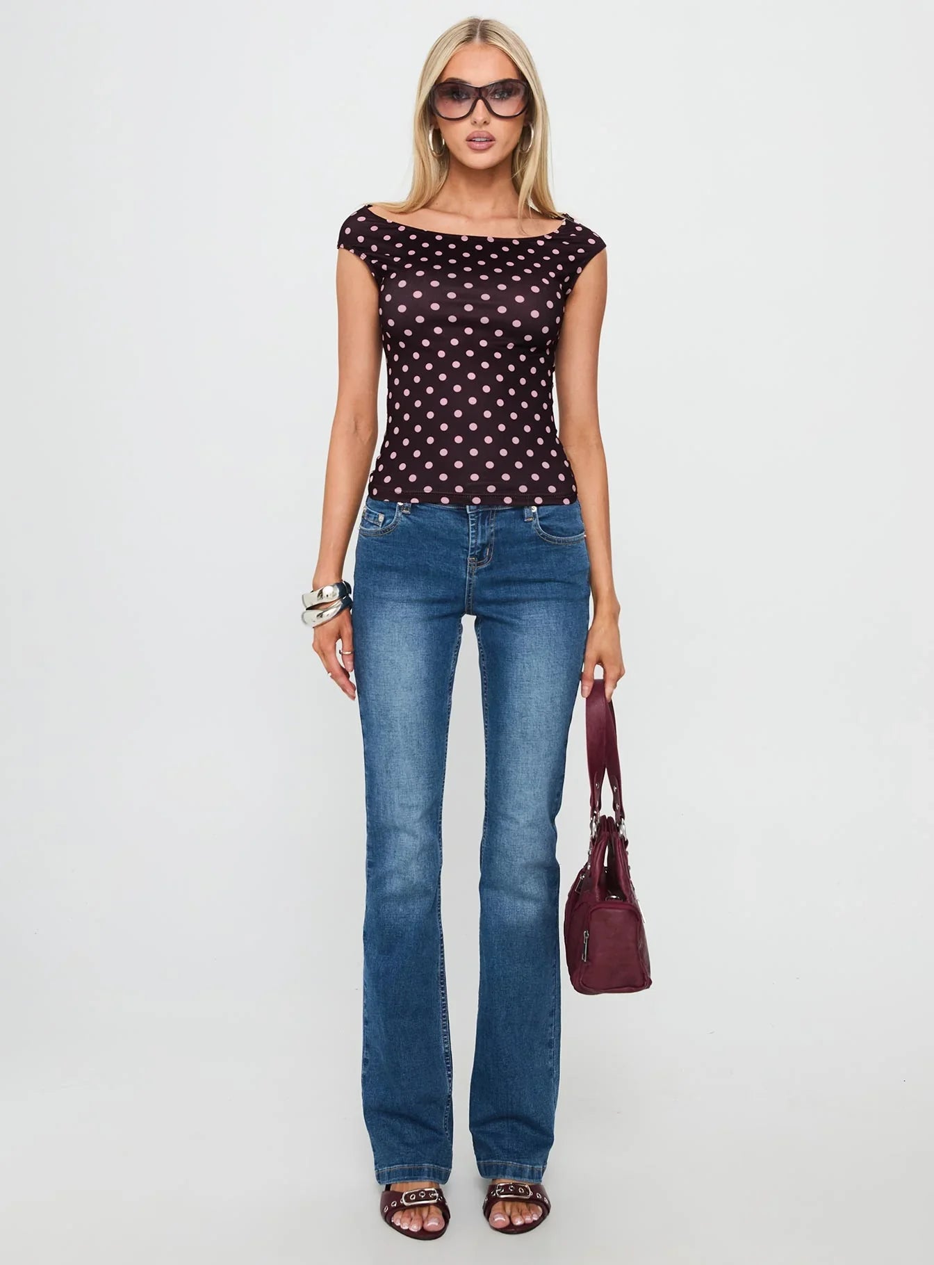 Cheirosa Off Shoulder Top Chocolate Pink