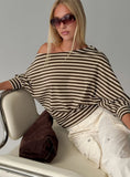 Keyes 3 4 Sleeve Off Shoulder Top Multi Stripe