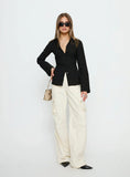 Lesper Long Sleeve Tie Back Top Black