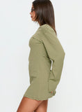 Lulolah Long Sleeve Mini Dress Green Chocolate Stripe