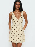 Nellie Mini Dress Lemon Brown Polka Dot