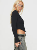 Karre Off The Shoulder Long Sleeve Top Black