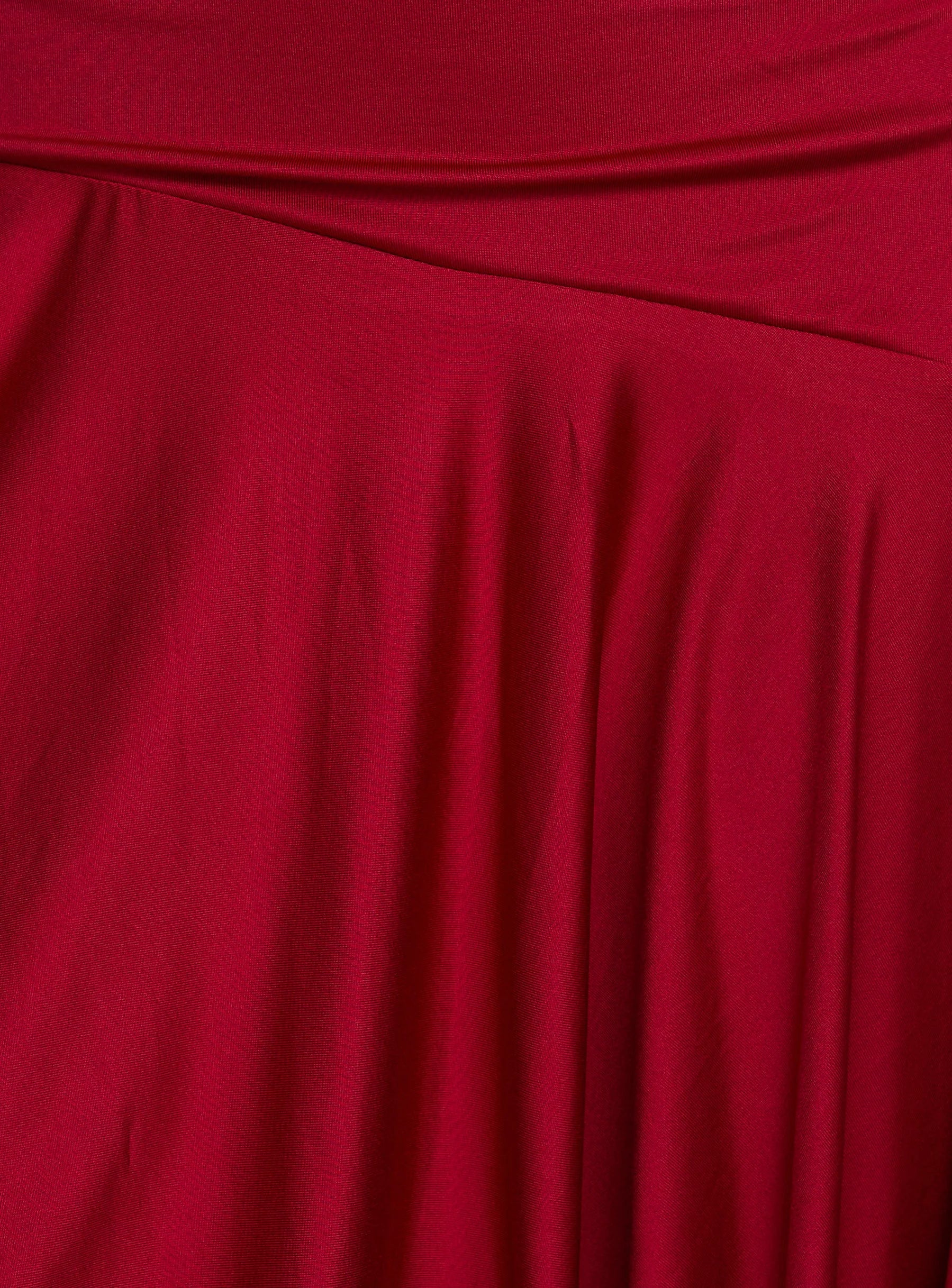 Emara Halter Asymmetrical Midi Dress Red