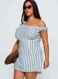 Gulliver Tie Side Mini Skort Blue Maroon Stripe Curve