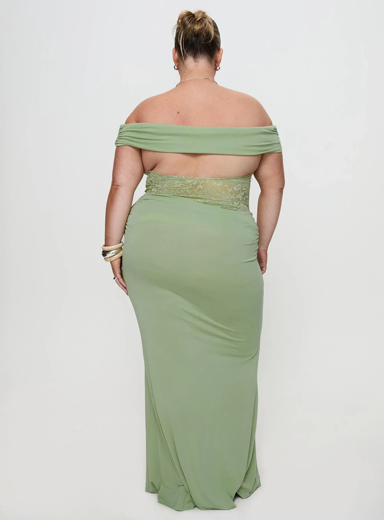 Gwendolen Off The Shoulder Maxi Dress Green Curve