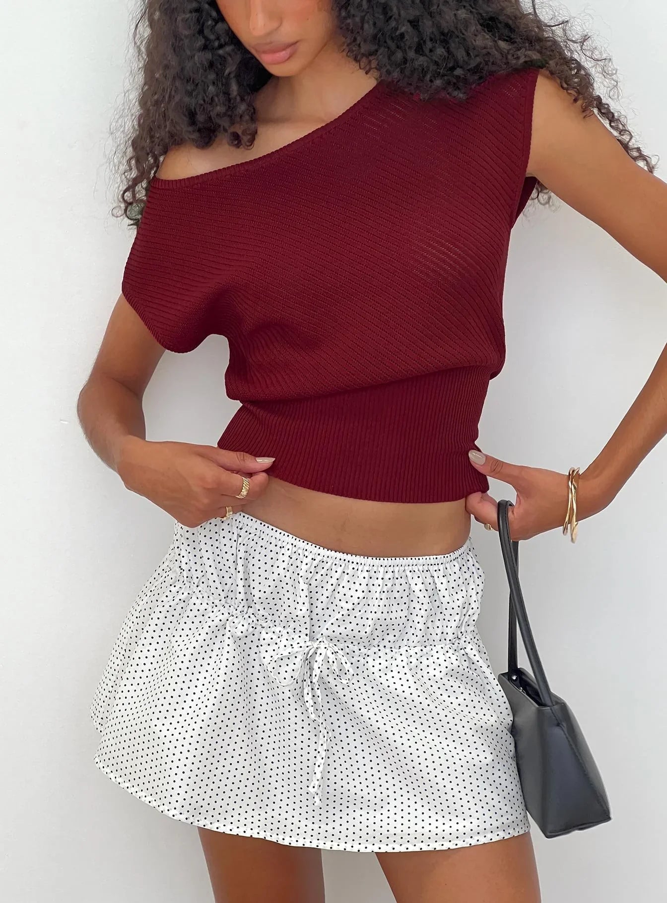 Nomi Mini Skirt White Polka Dot