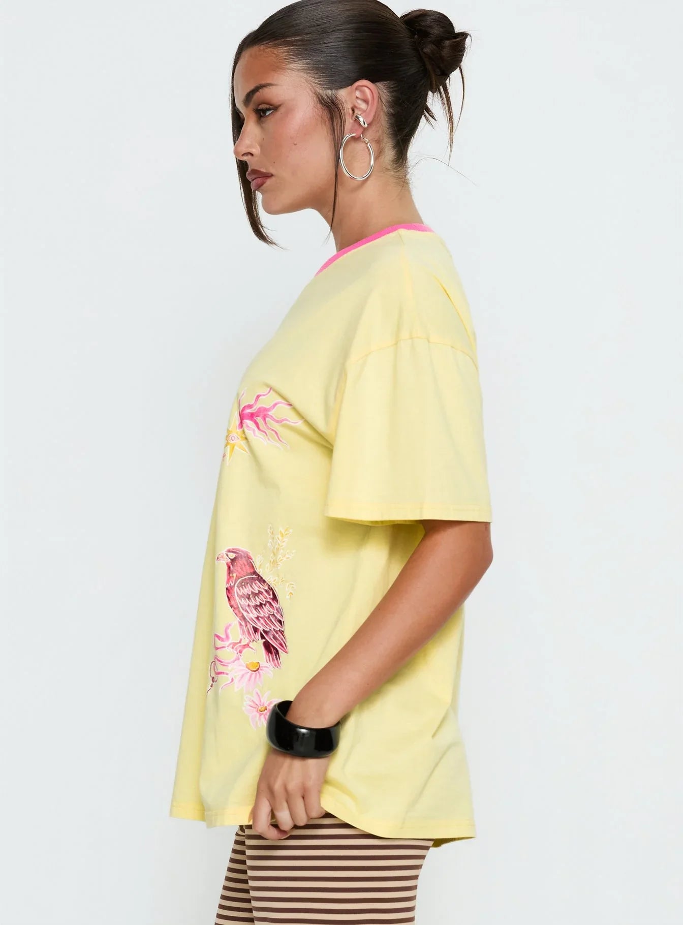 Wild Light Oversized Graphic Tee Yellow Pink