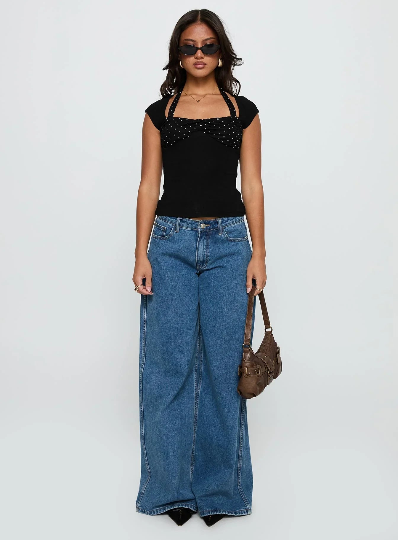 Emberglow Top Black Polka