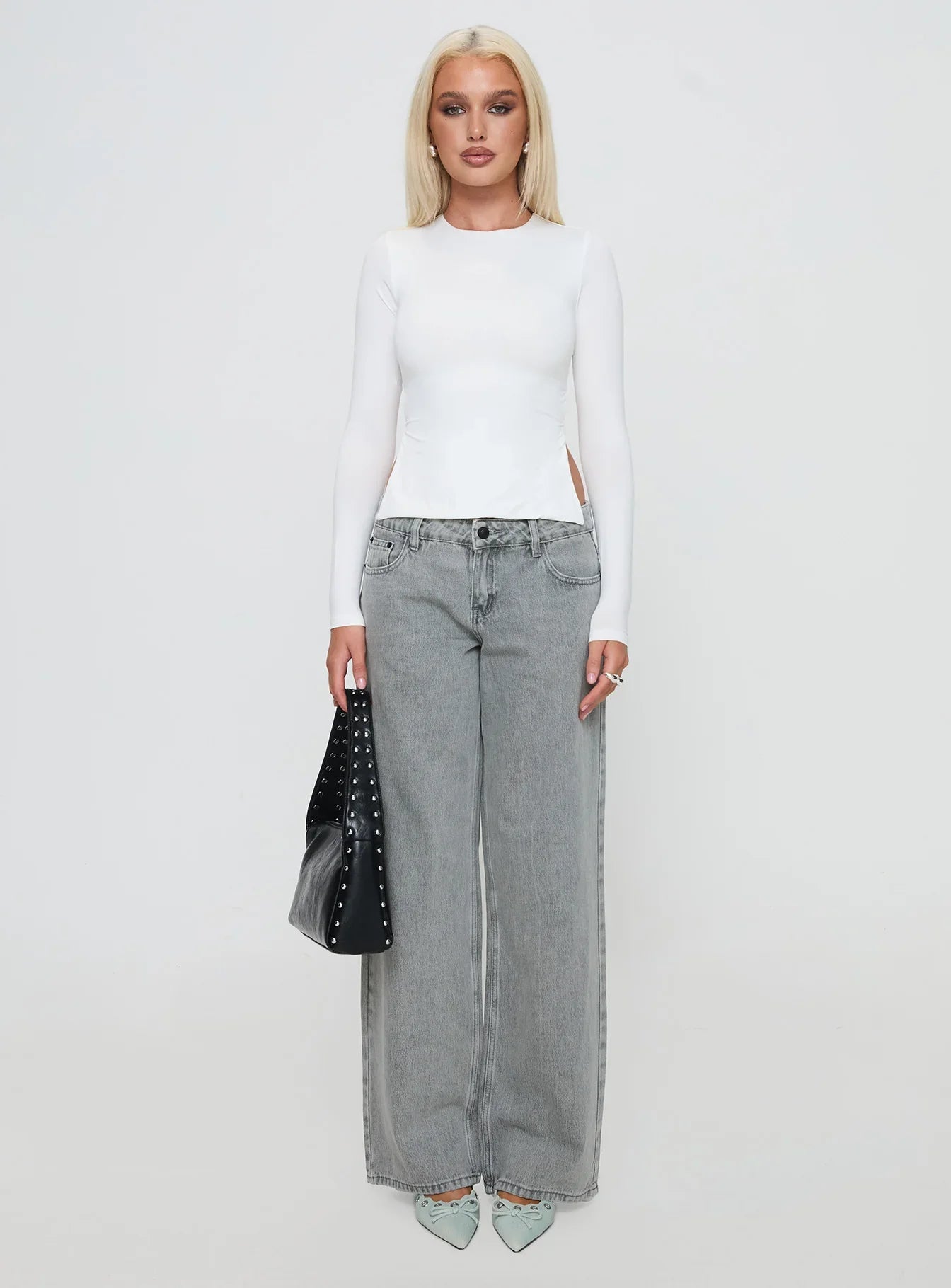 Ellanor Low Rise Straight Leg Jeans Washed Grey Petite