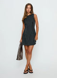 Alfalfa Shift Mini Dress Brown Blue Stripe