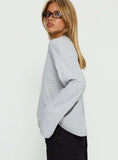 Settle Down Long Sleeve Top Grey White Stripe