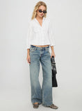 Taelynn 3 4 Sleeve Button Up Shirt White