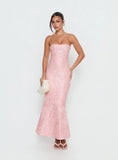Lips Are Sealed Strapless Lace Up Back Maxi Dress Pink