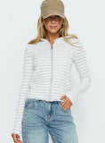 Superstars Zip Through Hoodie Grey Cream Stripe