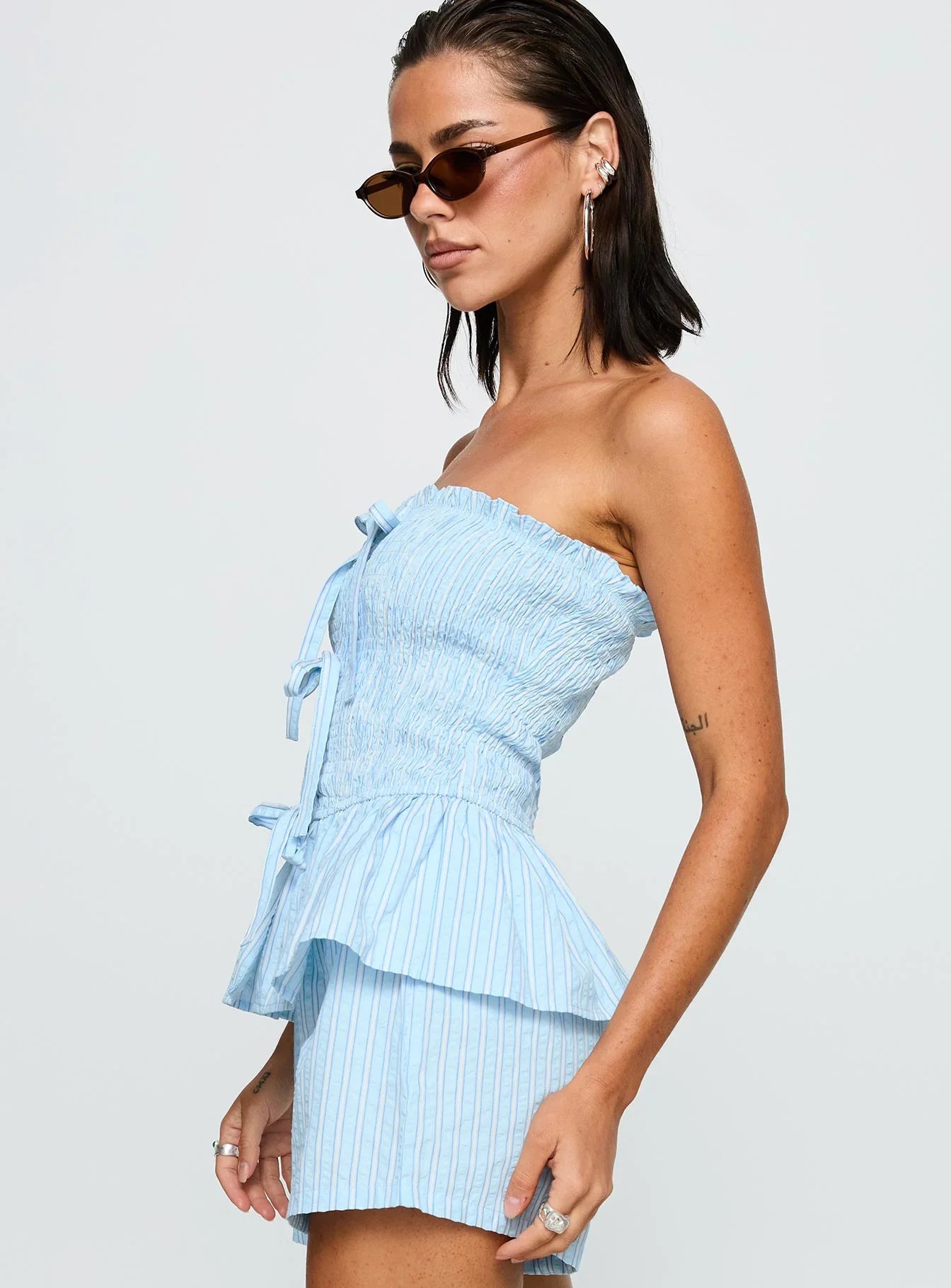 Saskea Strapless Top Blue
