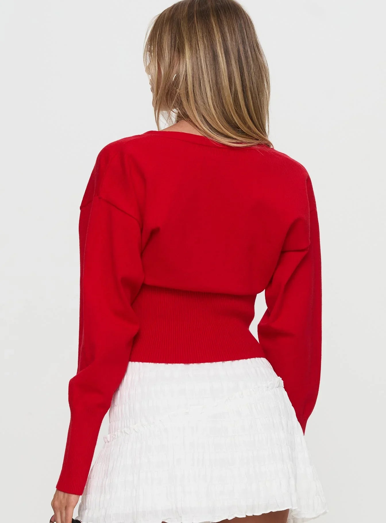 Wistfully Knit Cardigan Red
