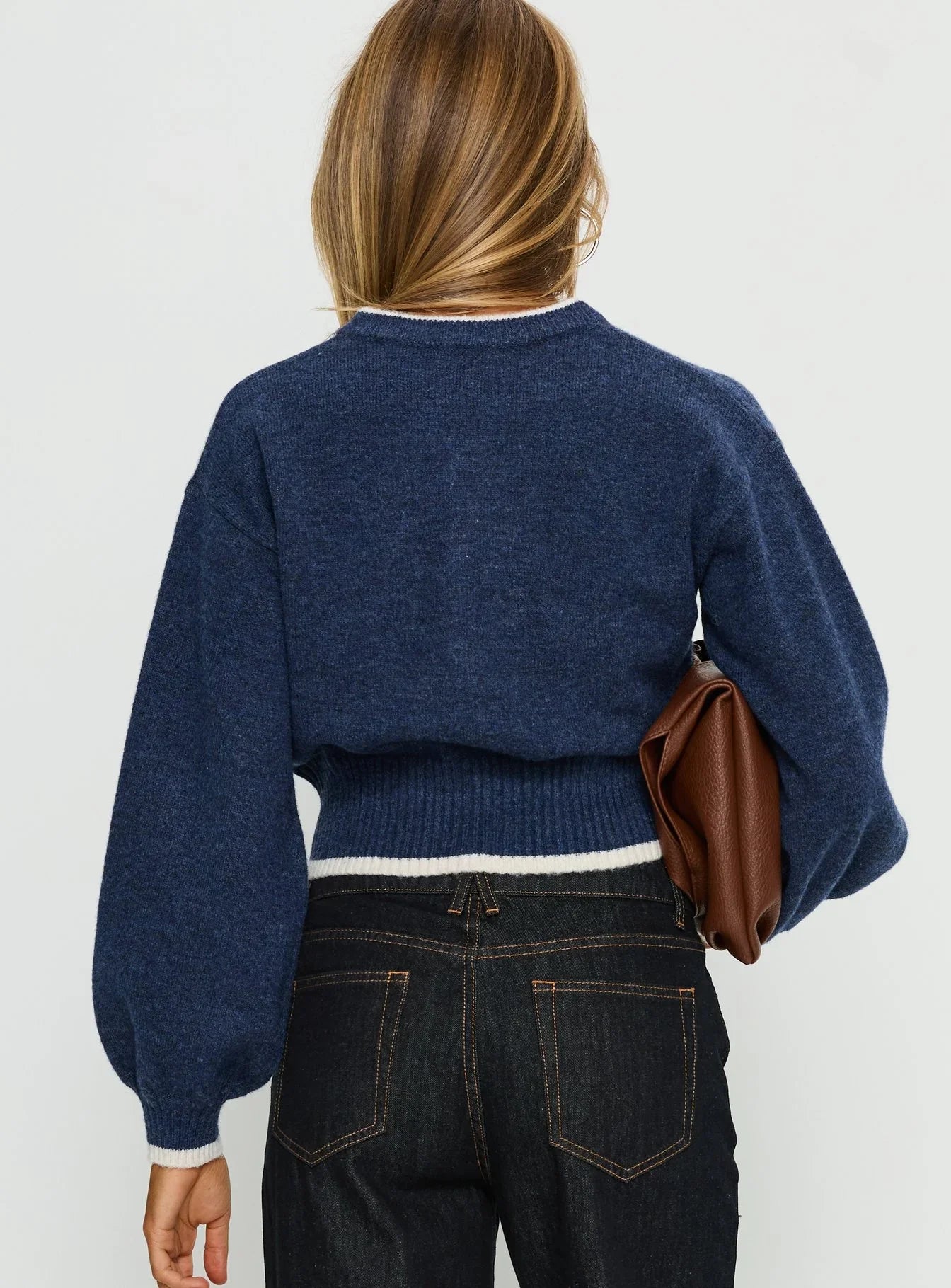 Amandi Zip Through Knit Jumper Navy Cream