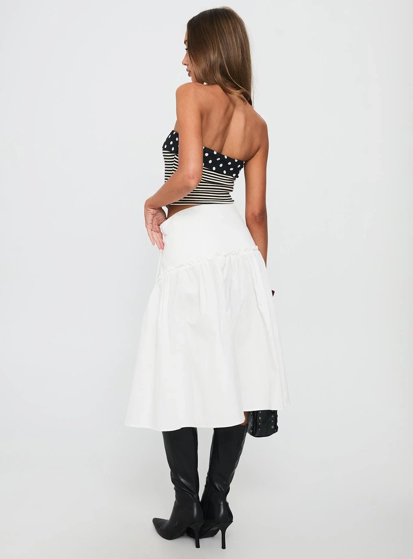 Jonsie Tiered Frill Midi Skirt White