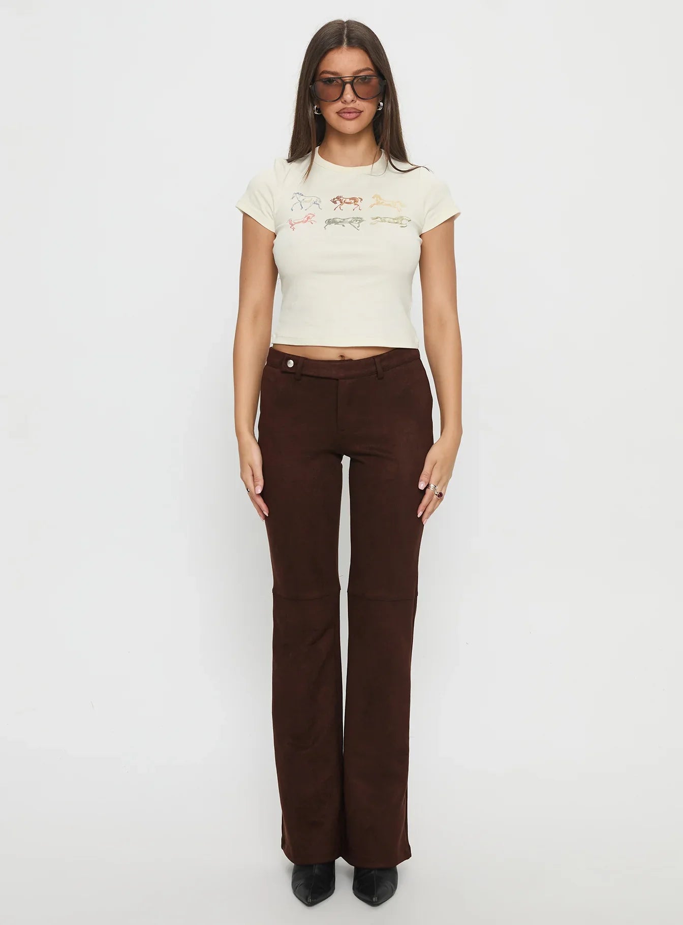 Final Shot Faux Suede Pants Brown