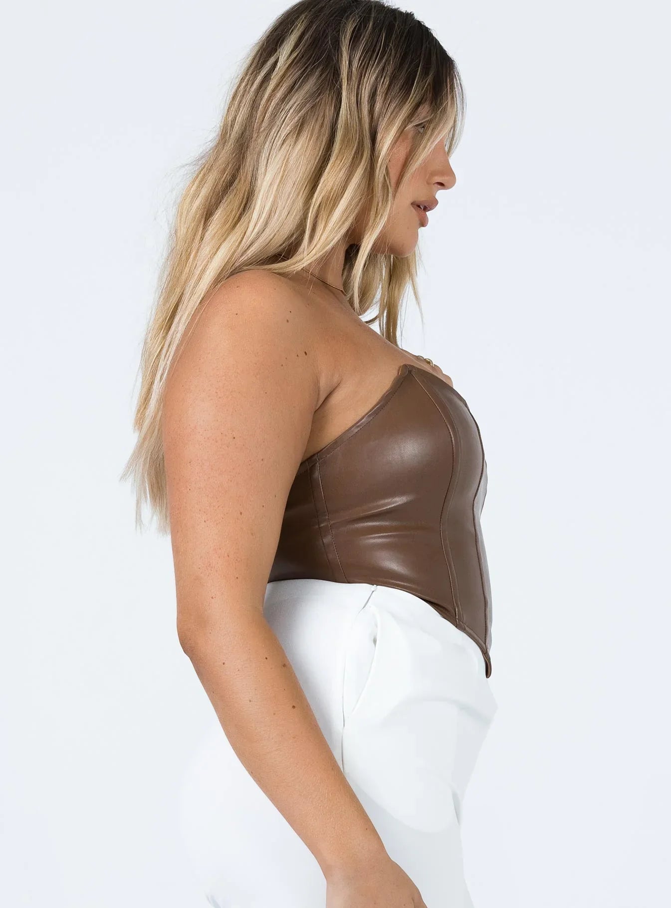 Jessica PU Bustier Brown