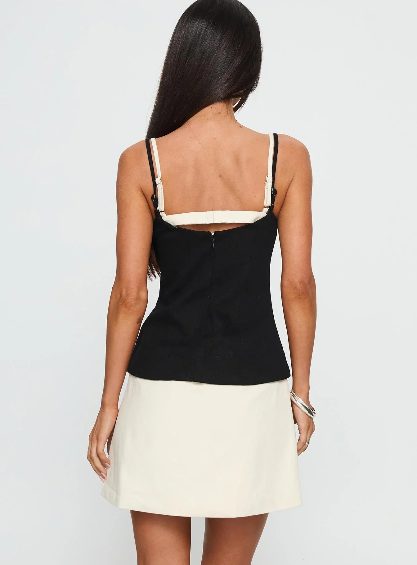 Mariselle Layered Corset Mini Dress Black Cream