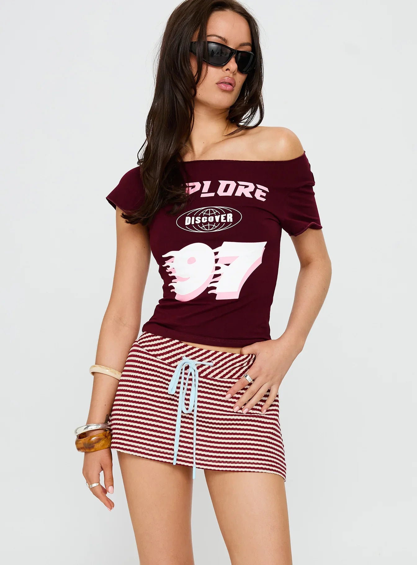 Bexi Textured Skort Red White Stripe