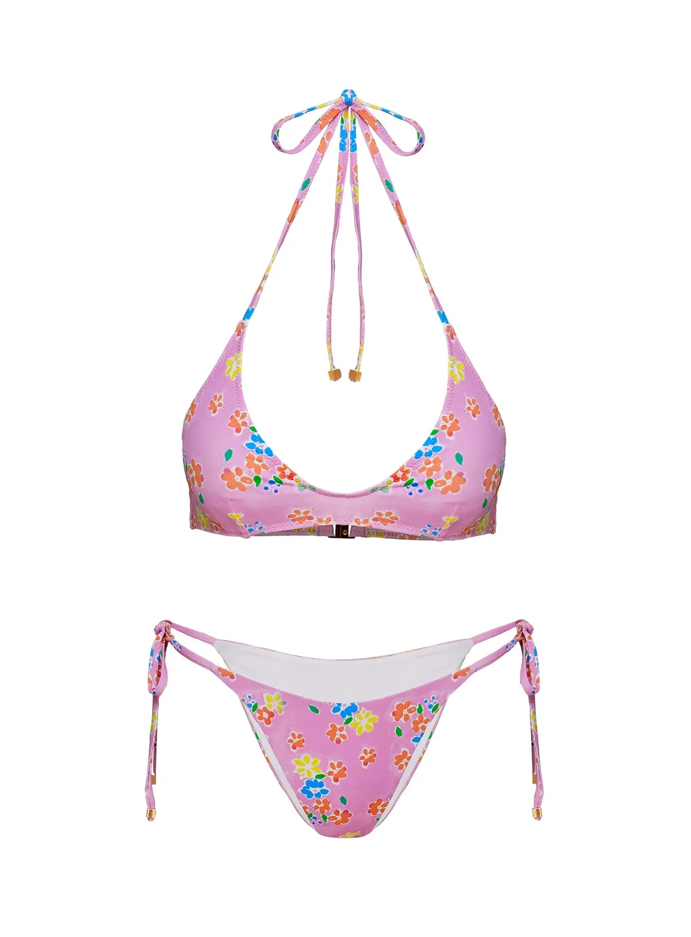 Glora Tie Side Bikini Bottom Pink Floral