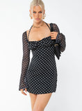 Dyer Mini Dress Black Polka Dot