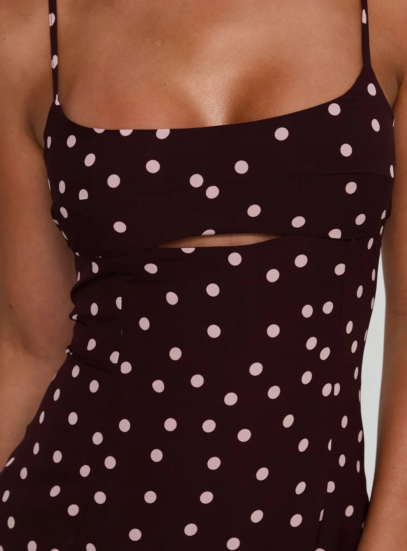 Powell Mini Dress Burgundy Pink Polka Dot