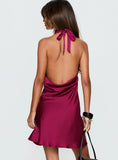 A list Halter Cowl Neck Mini Dress Plum