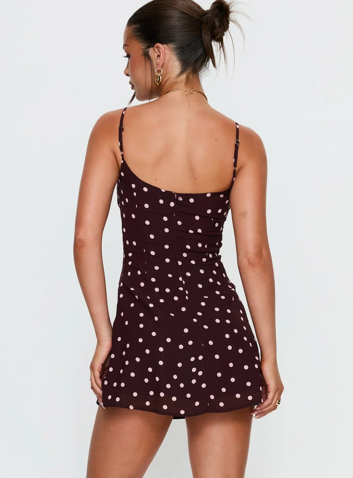 Powell Mini Dress Burgundy Pink Polka Dot