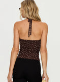 Geovana Plunge Neck Top Brown Beige Bambi