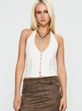 Vayda Halter Top White