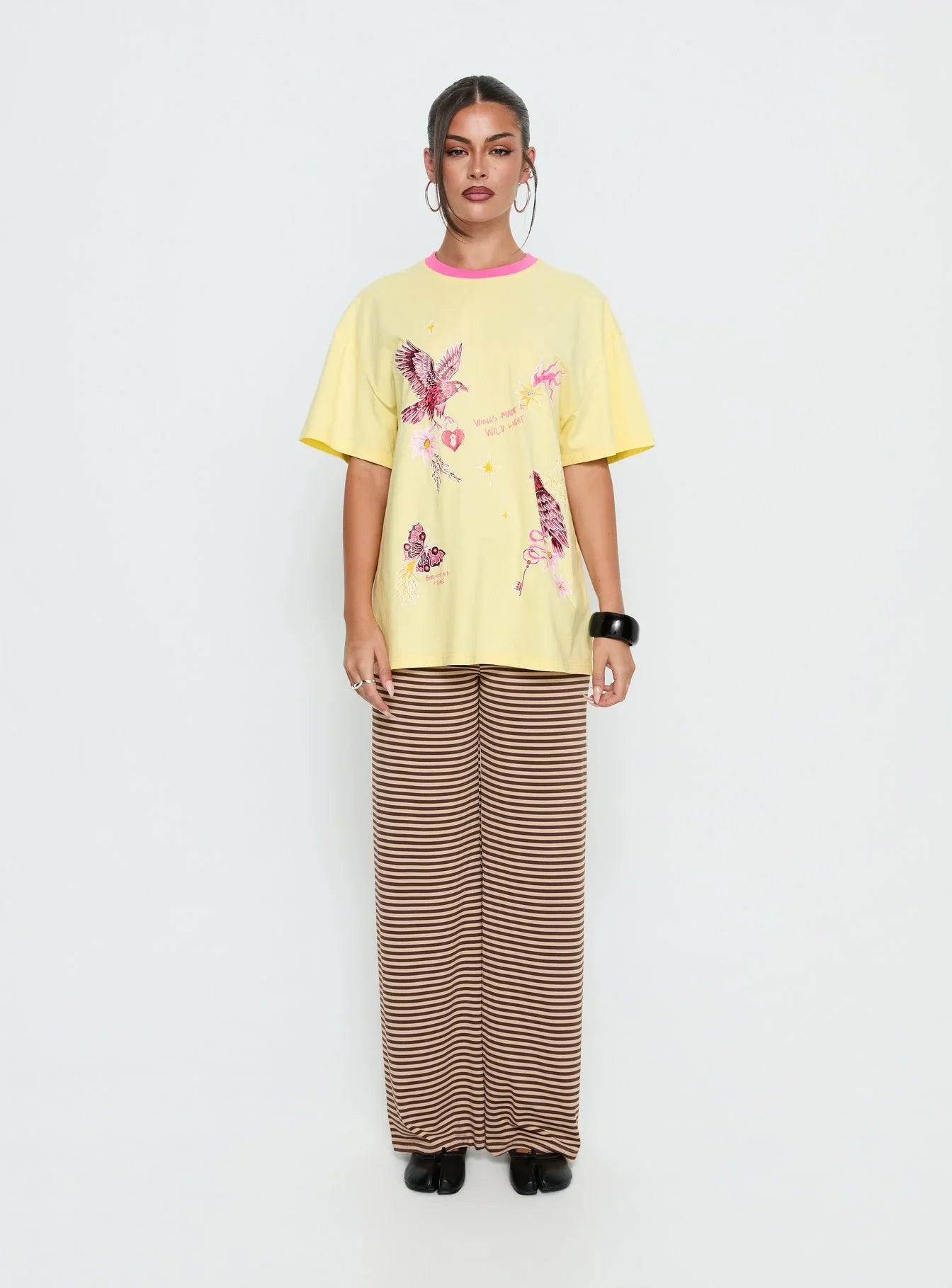 Wild Light Oversized Graphic Tee Yellow Pink