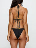 Nevaeh Beaded Triangle Bikini Top Black