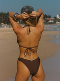 Soft Summer Eyelet Detail Bikini Bottoms Brown