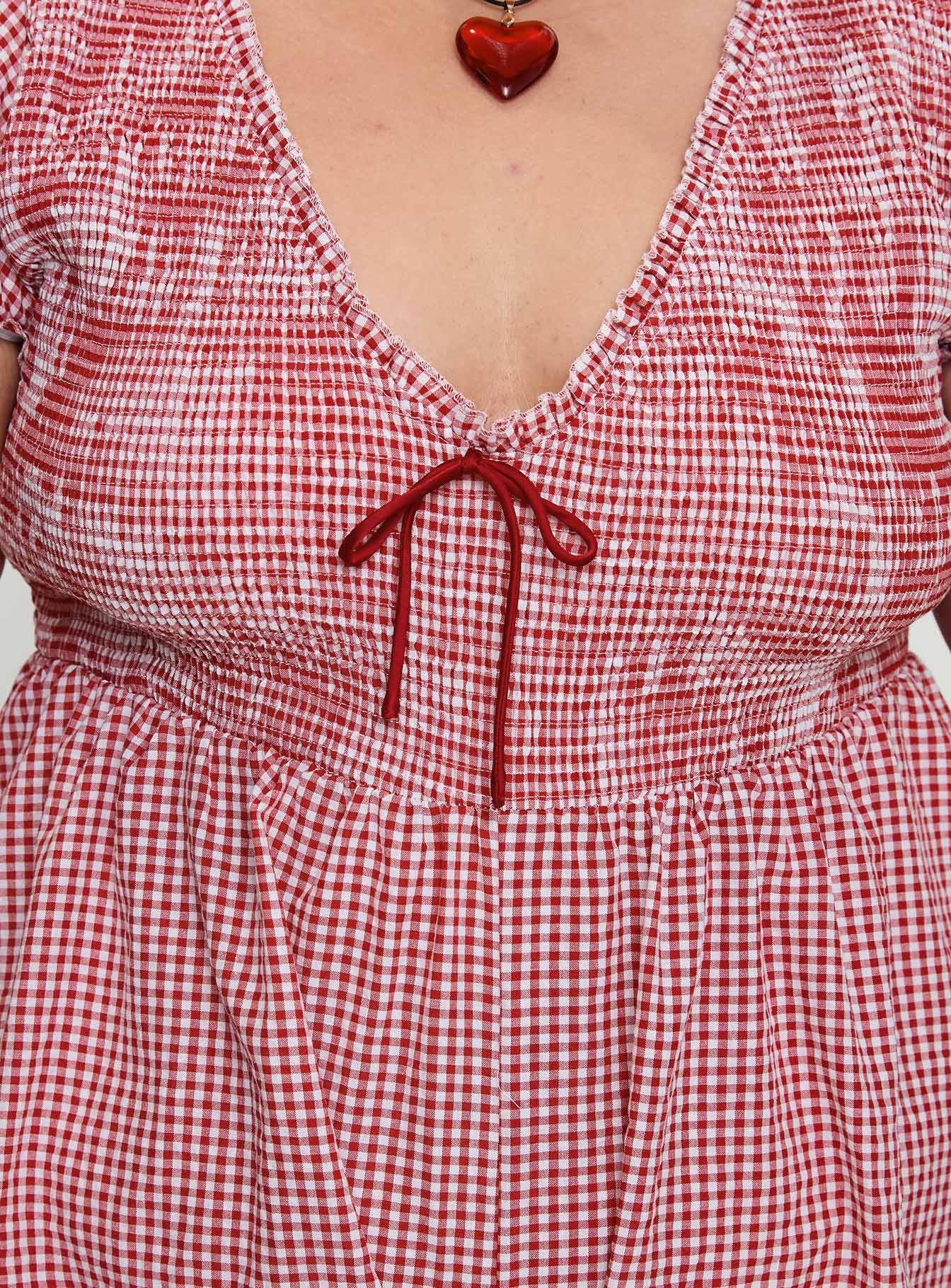 Wescott Gingham Playsuit Red White Curve