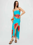 Katara Strapless Maxi Dress Blue Orange Floral
