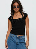 Emberglow Top Black Polka