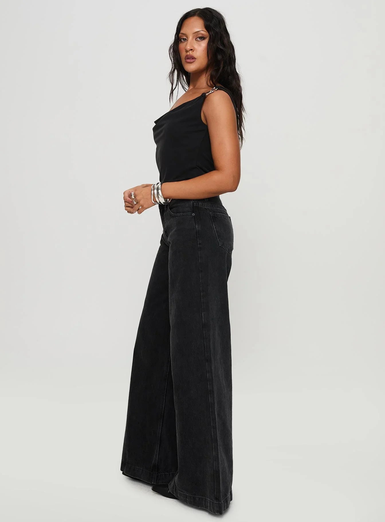 Toby Low Rise Baggy Jeans Charcoal