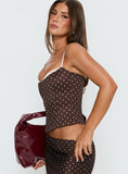 Somani Layered Corset Top Brown Pink Polka Dot