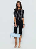 Venna 3 4 Sleeve Boat Neck Top Black White Polka