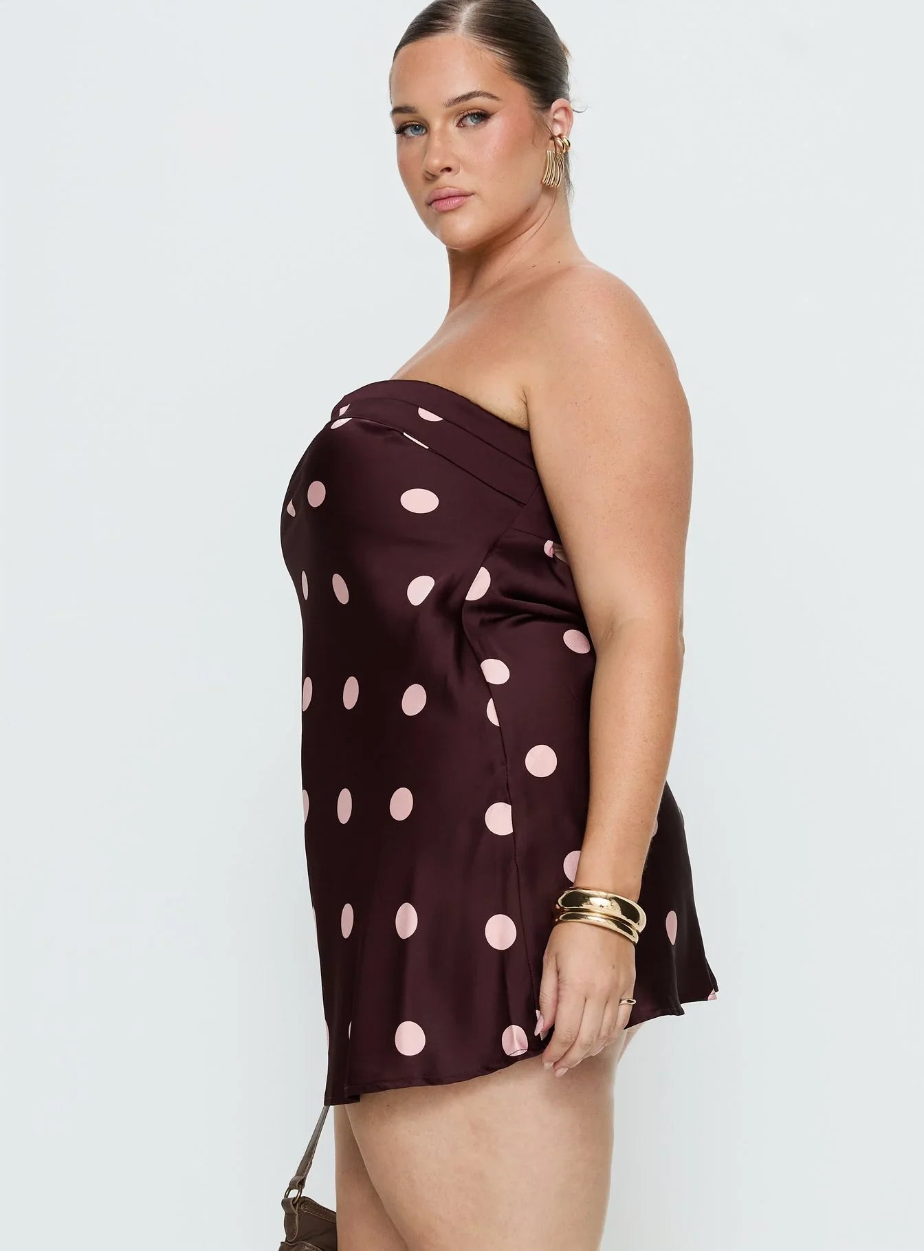 Phillipa Mini Dress Plum Pink Polka Dot Curve
