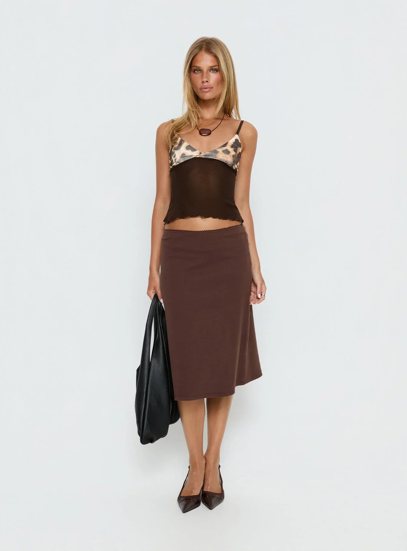 Willet Contrast Bust Cami Top Chocolate Leopard