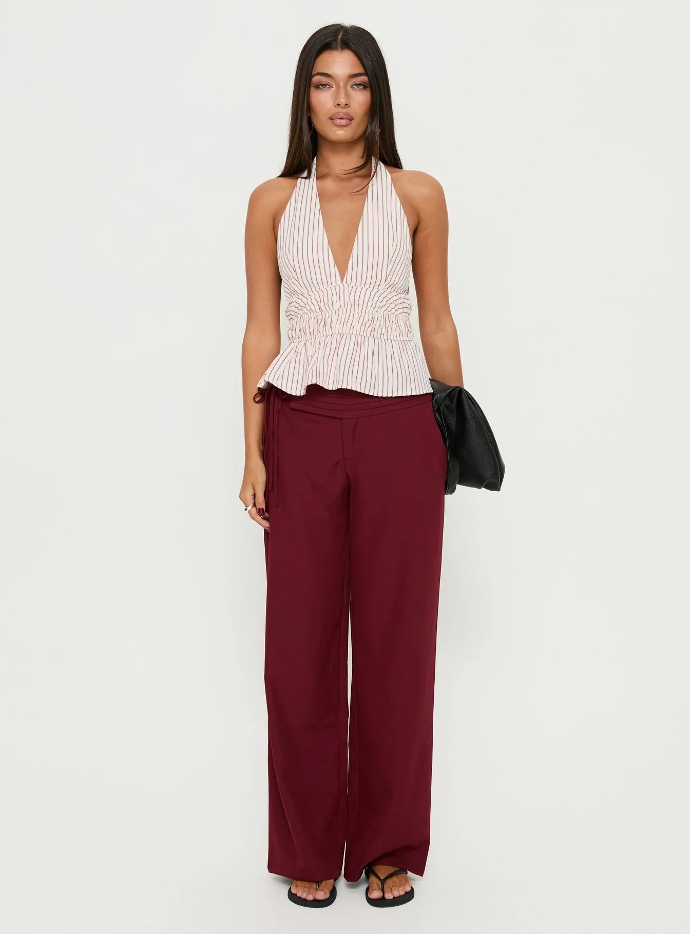 Perpetua Halter Neck Top Red White Stripe