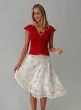 Charisse Asymmetrical Midi Skirt Floral