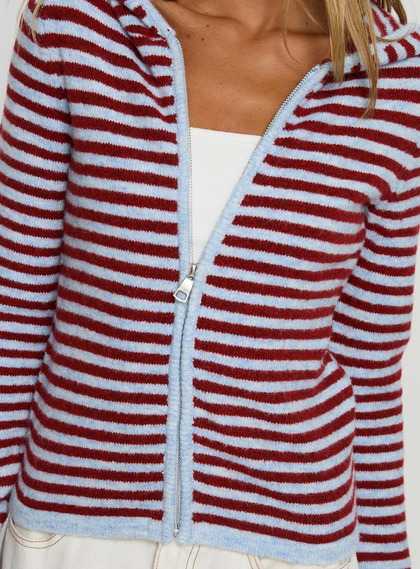 Superstars Zip Through Hoodie Blue Red Stripe