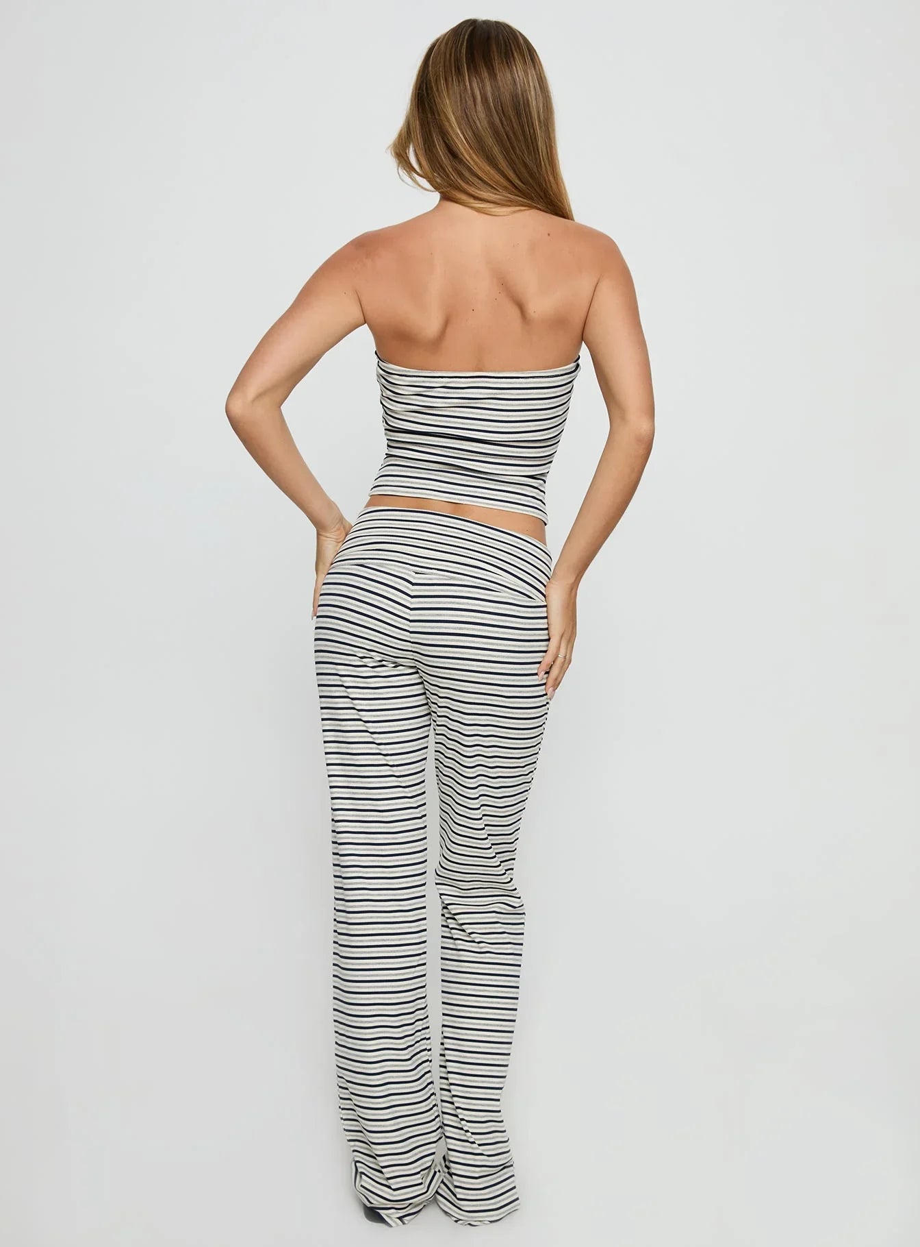 Ace Of Spades Strapless Set Navy Grey Stripe