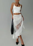 Rennar Maxi Skirt White Polka Dot