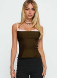 Renaissance Corset Lace Top Olive Pink